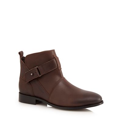 Brown 'Vita' buckled low ankle boots